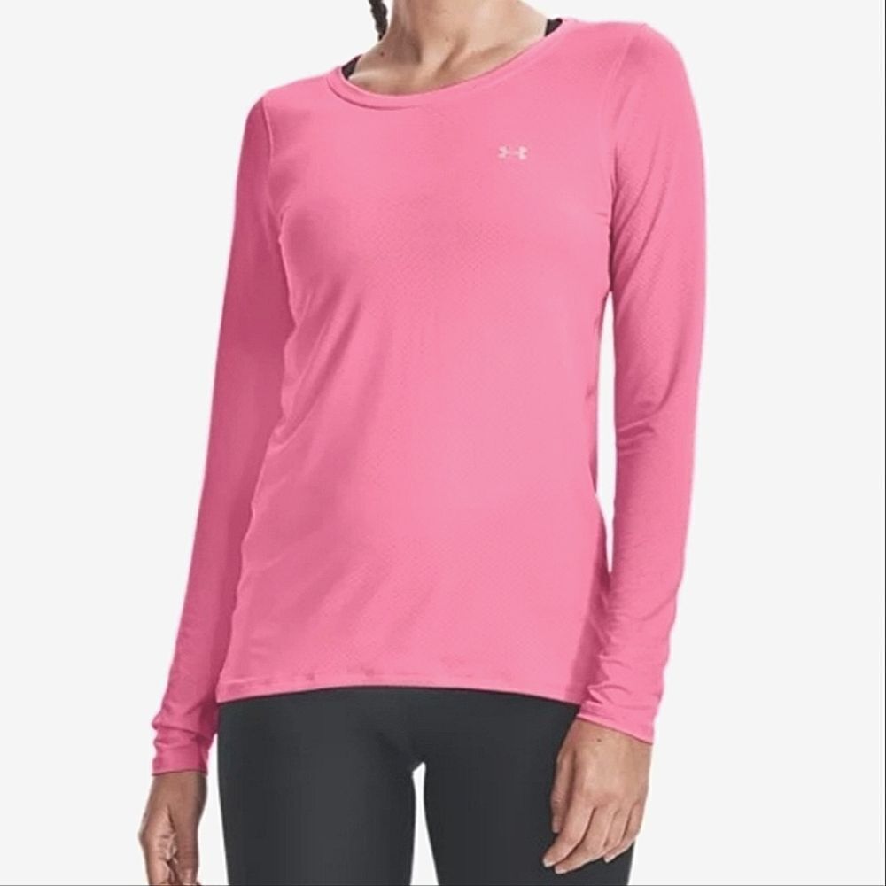 Under Armour Women's Pink Long Sleeve Crewneck HeatGear® Top